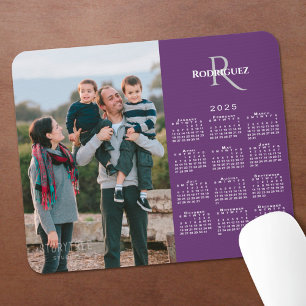 Tapis De Souris 2025 Calendrier personnalisé Nom du monogramme pho