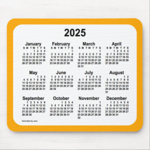 Tapis De Souris 2025 White on Orange Calendar par Janz Two Tone