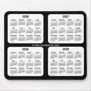 Tapis De Souris 2026-2029 calendrier noir et blanc de 4 ans par