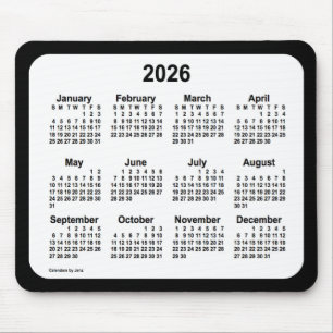 Tapis De Souris 2026 Blanc sur le calendrier noir par Janz Two Ton