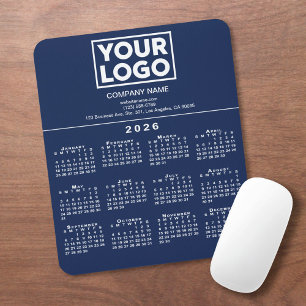 Tapis De Souris 2026 Calendrier Compagnie Logo et texte Marine Ble