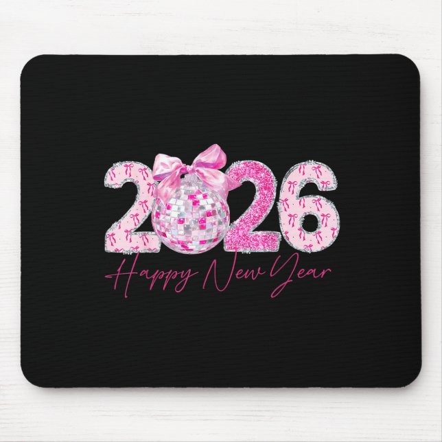 Tapis De Souris 2026 Happy New Year Bow Patch Disco Ball  (Devant)