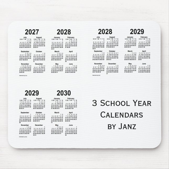 Tapis De Souris 2027-2030 White 3 Annuaires scolaires par Janz (Devant)