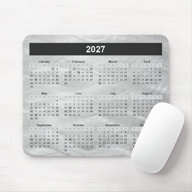 Tapis De Souris 2027 Calendar Wavy Brushed Steel Abstract (Avec souris)