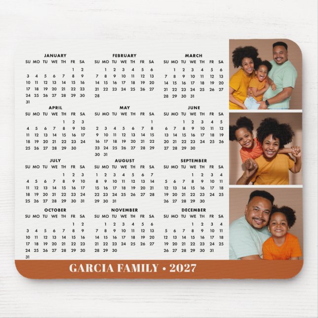 Tapis De Souris 2027 Family Photo Collage Mouse Pad Calendar (Devant)