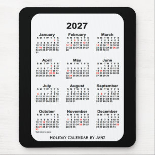 Tapis De Souris 2027 Holiday Two Tone Black Calendar par Janz