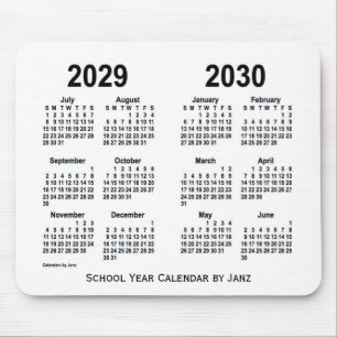 Tapis De Souris 2029-2030 calendrier blanc d'école par Janz