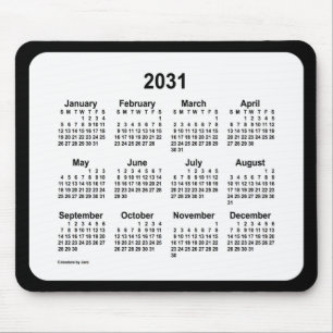 Tapis De Souris 2031 Blanc sur le calendrier noir par Janz Two Ton