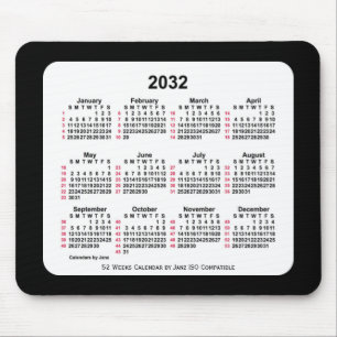 Tapis De Souris 2032 Noir 52 semaines Calendrier ISO par Janz Two