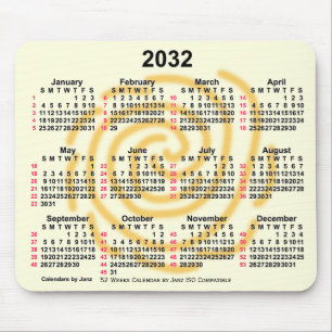 Tapis De Souris 2032 Sunny Days 52 Weeks ISO Calendar par Janz