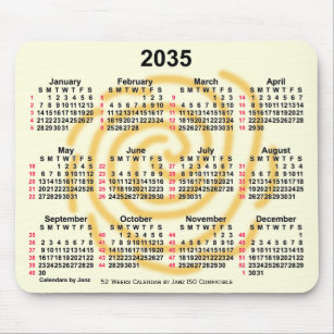 Tapis De Souris 2035 Sunny Days 52 Weeks ISO Calendar by Janz