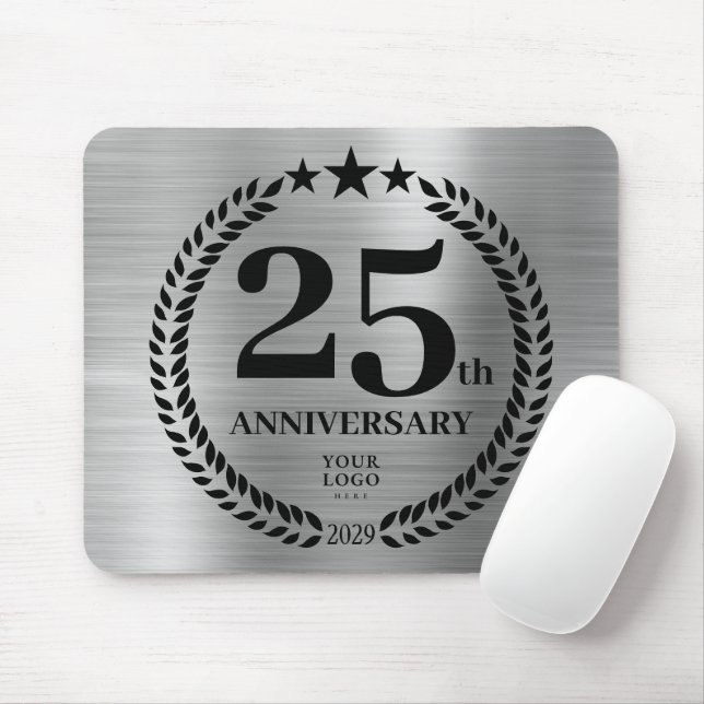 Tapis De Souris 25e anniversaire du logo de l'entreprise Argent (Avec souris)