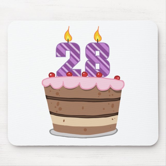 Tapis De Souris 28 ans sur le gâteau d'anniversaire (Devant)