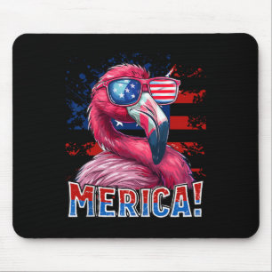 Tapis De Souris 4 juillet Amérique Flamant rose Drapeau américain