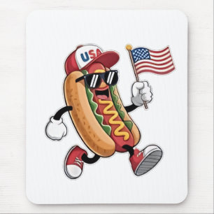 Tapis De Souris 4 juillet Hotdog Indépendance américaine 1776