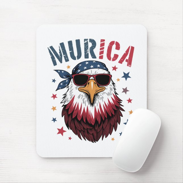 Tapis De Souris 4 juillet Patriotique Drôle Aigle USA (Avec souris)