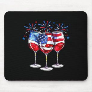 Tapis De Souris 4 juillet Vin Gles Patriotique Rouge Blanc Bleu Us