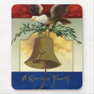 Tapis De Souris 4 juillet vintage avec aigle et cloche de la liber