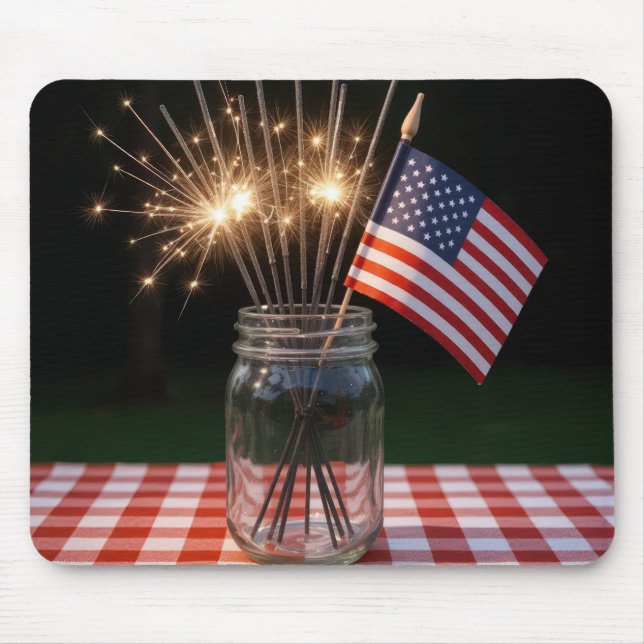 Tapis De Souris 4th Of July Sparklers With American Flag (Devant)