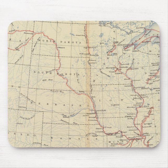 Tapis De Souris 59 rivières navigables, routes 1890 (Devant)