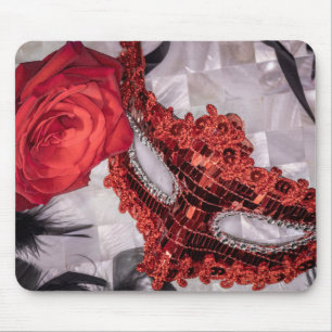 Tapis De Souris 6439-Rose rouge avec Mascarade rouge