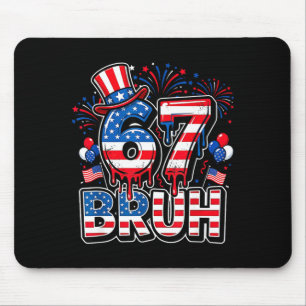 Tapis De Souris 67 bruh drapeau américain six sept drôle 4 juillet