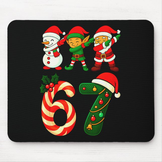 Tapis De Souris 67 Christmas Dabbing Santa Elf Snowman Funny Six S (Devant)