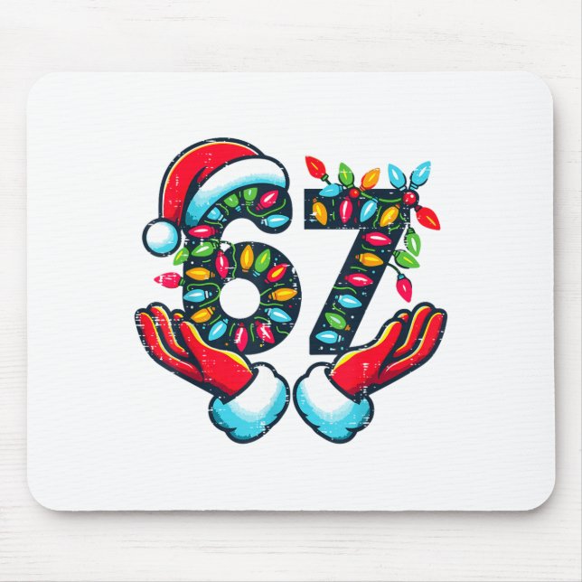 Tapis De Souris 67 Christmas Lights Funny Christmas 6 7 Meme Xmas  (Devant)