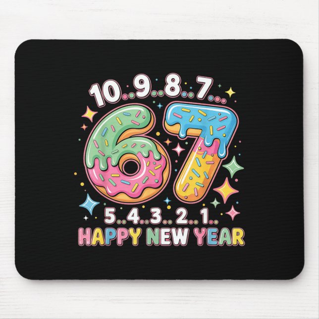 Tapis De Souris 67 Countdown Happy New Year 2026 Funny Donut Numbe (Devant)