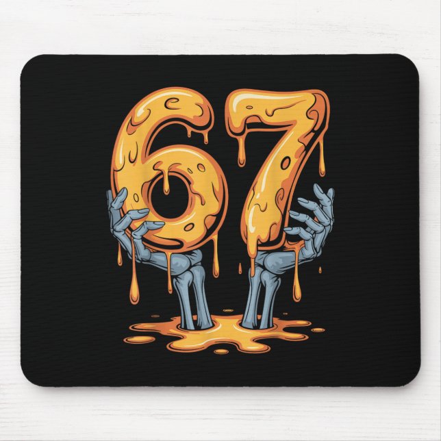Tapis De Souris 67 Drip Drôle de squelette Halloween 67 Mème de cr (Devant)