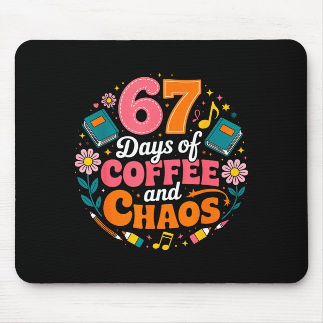Tapis De Souris 67 Jours D'école Amoureux du café 67e jour d'école (Devant)