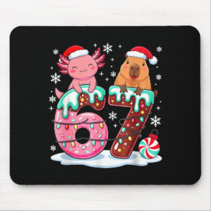 Tapis De Souris 67 Mème Kawaii Axolotl Capybara Noël Crème Glacée