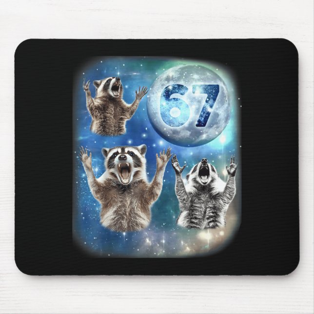 Tapis De Souris 67 Meme Three Racoon Howling At The Moon 67  (Devant)
