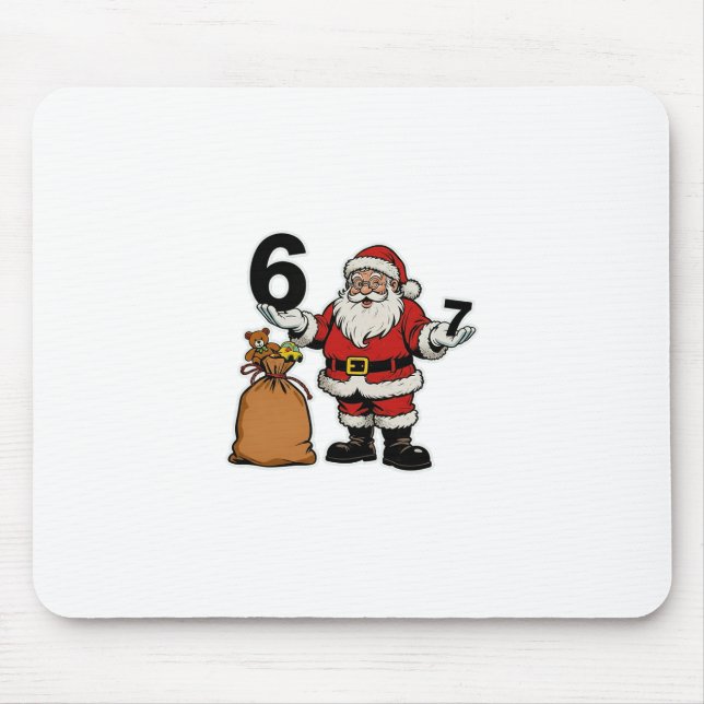 Tapis De Souris 67 Noël Drôle Six Sept Mème Brainrot Père Noël C (Devant)
