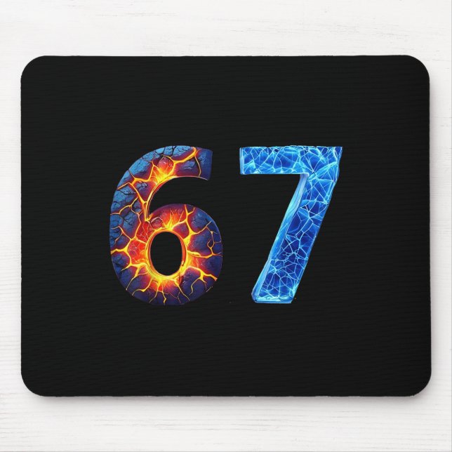 Tapis De Souris 67 Numéro Feu Glace Drôle Six Sept Mème 6 7  (Devant)