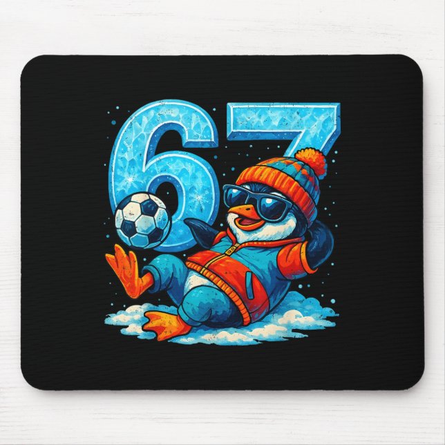 Tapis De Souris 67 Penguin Soccer Funny Winter Meme Gift  (Devant)