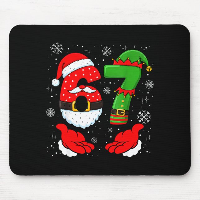 Tapis De Souris 67 Six Seven Funny Santa Hand 6 7 Meme Christmas M (Devant)