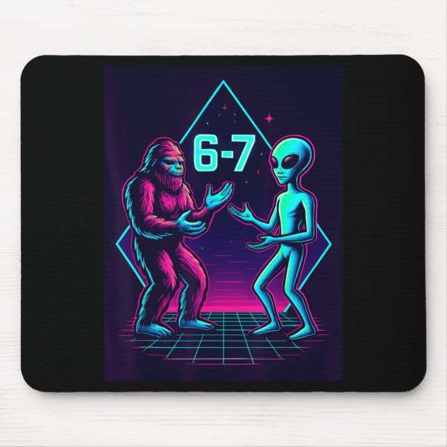 Tapis De Souris 67 Six Seven Meme Funny Bigfoot Alien Sasquatch Uf (Devant)
