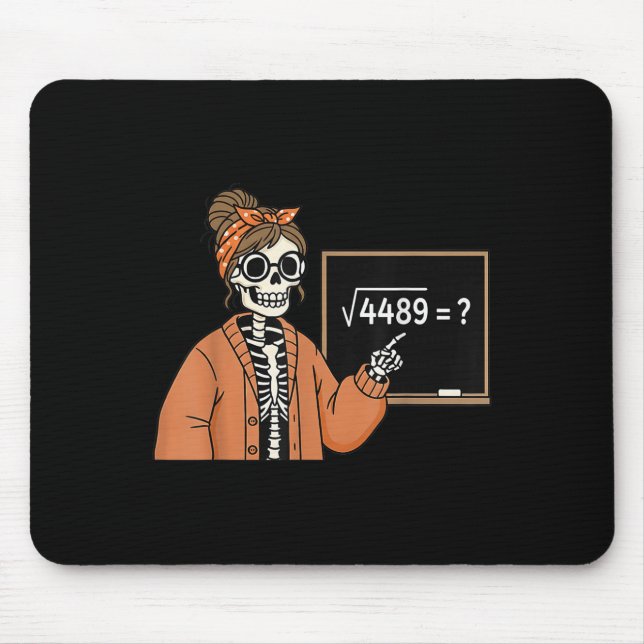Tapis De Souris 67 squelette d'enseignant Halloween racine carrée  (Devant)