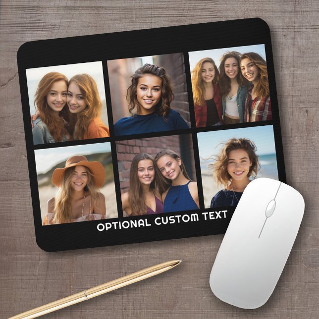 Tapis De Souris 6 Collage de photos Texte facultatif — CAN Edit Co (Personalized mousepad - add your photos and custom text)