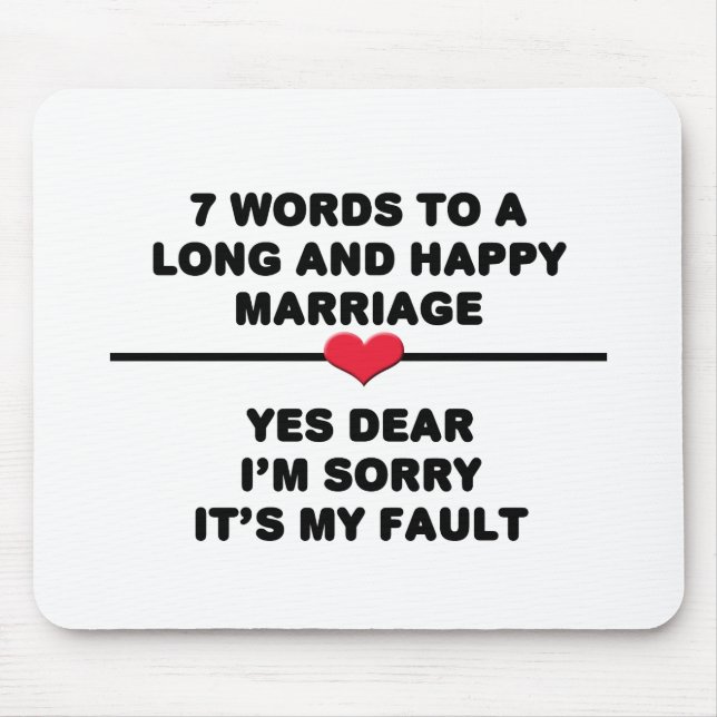 Tapis De Souris 7 Mots Pour Un Mariage Long Et Heureux (Devant)