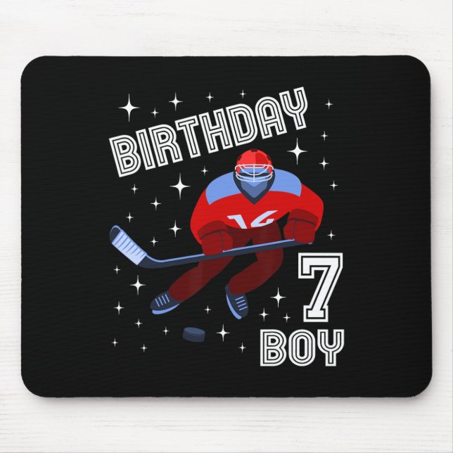 Tapis De Souris 7e anniversaire Garçon Hockey sur glace 7 ans amus (Devant)