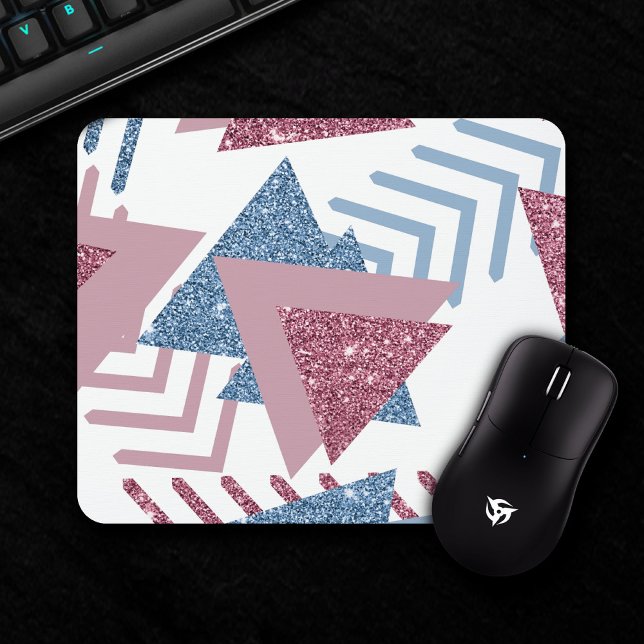 Tapis De Souris 80s Abstrait lunaire | Dusty rose et bleu Custom M (Créateur téléchargé)