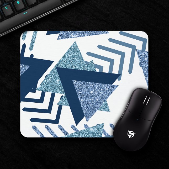 Tapis De Souris 80s Luxe Abstrait | Turquoise et bleu marine (Créateur téléchargé)
