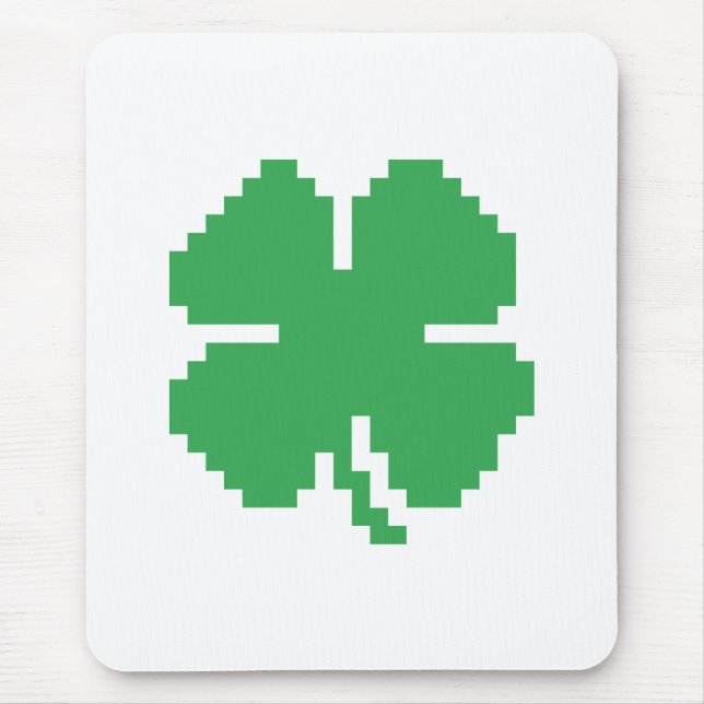 Tapis De Souris 8 bits Pixel Lucky Four Leaf Clocher (Devant)