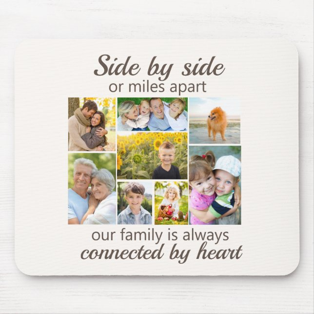 Tapis De Souris 8 Collage de photos de famille connecté par coeur (Devant)