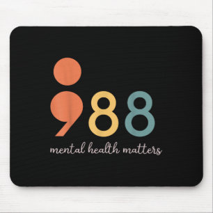 Tapis De Souris 988 Semicolon Santé mentale S Prévention du suicid
