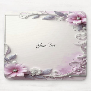 Tapis de souris à cadre floral rose
