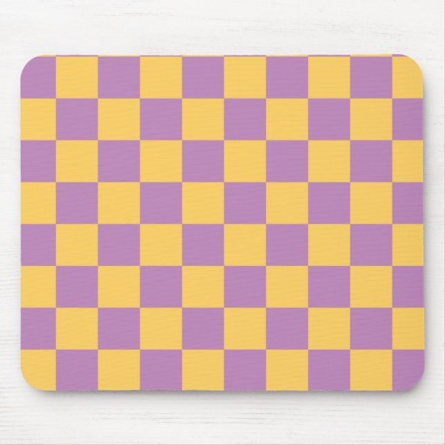 Tapis De Souris à damiers jaune et violet (Devant)