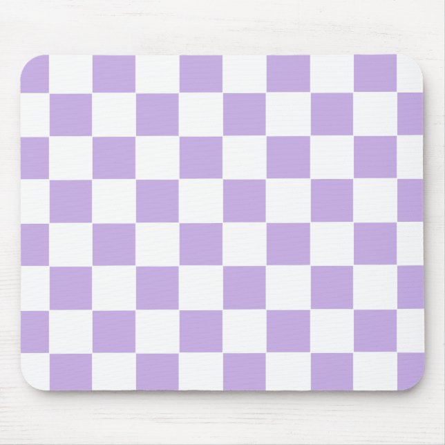 Tapis De Souris à damiers Lavande et blanc (Devant)